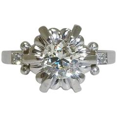 French Art Deco 0.74 Carat Diamond Engagement Ring 