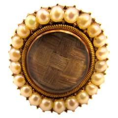 Antique Memorial Pearl Hair Gold Ring 6
