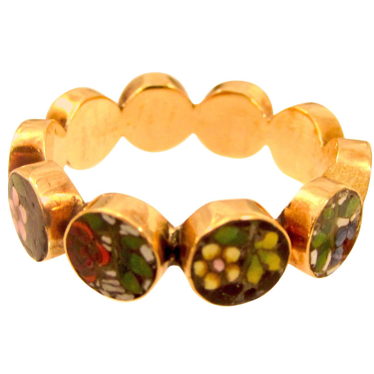 Antique 18K Gold and Micro Mosaic Band 