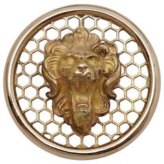 Dramatic Victorian Lion Pendant in Yellow Gold