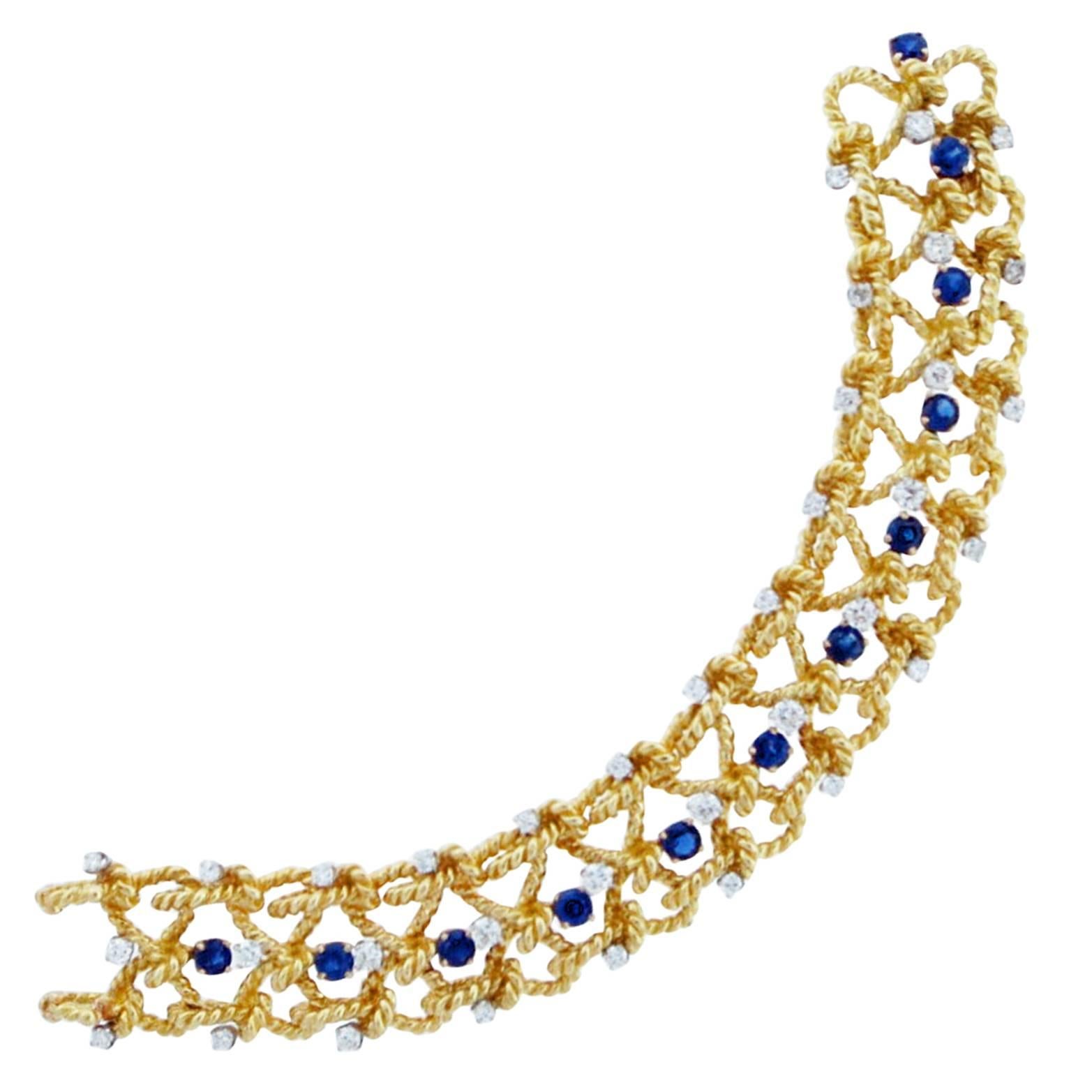 Nautical Design Sapphire and Diamond Bracelet