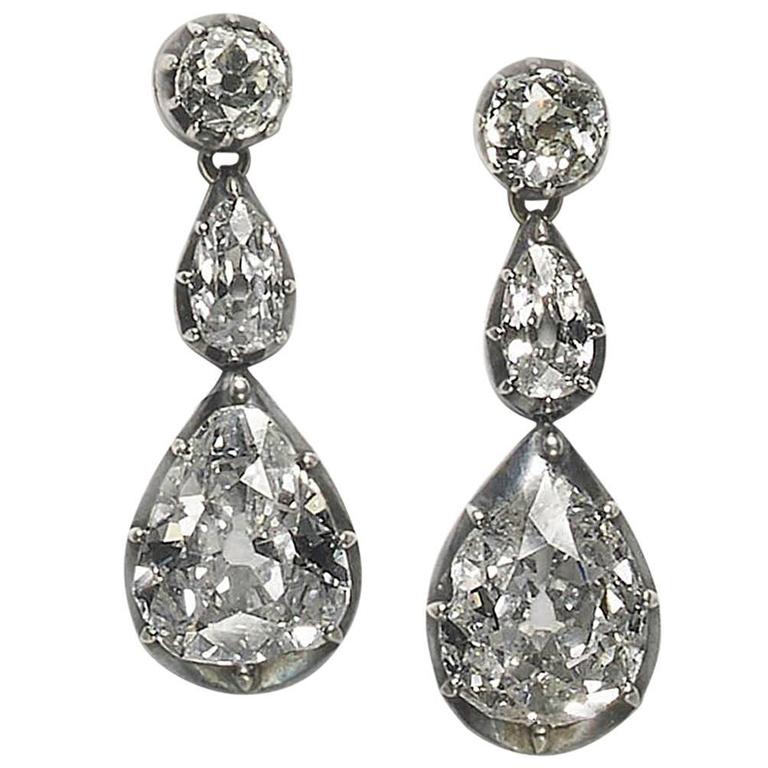 Antique Design Diamond Drop Earrings