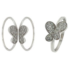 14K Gold 2 Piece Detachable Mix and Match Butterfly Natural Diamond Ring