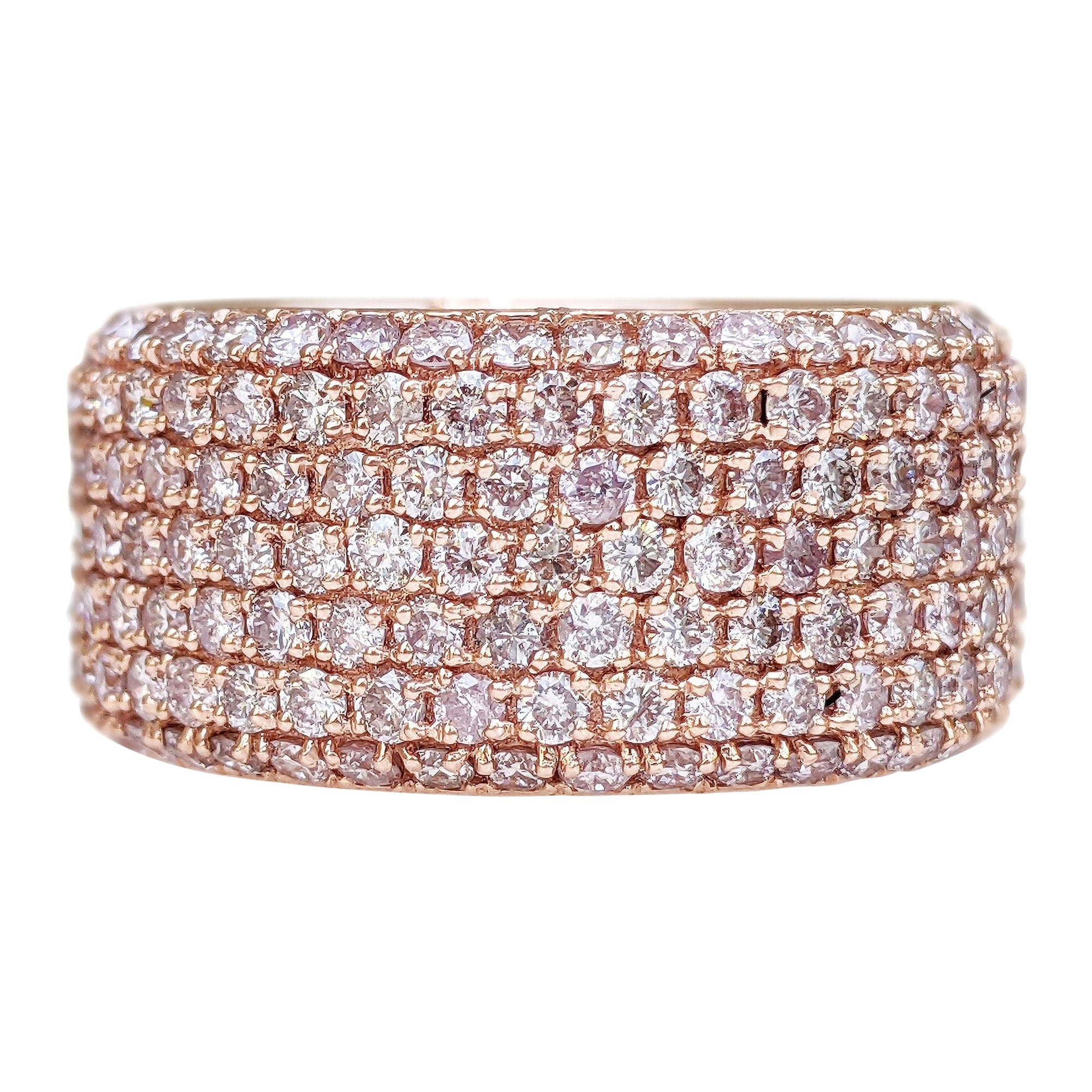 NO RESERVE! 4.30 Carat Fancy Pink Diamonds Eternity Band Pink gold - Ring