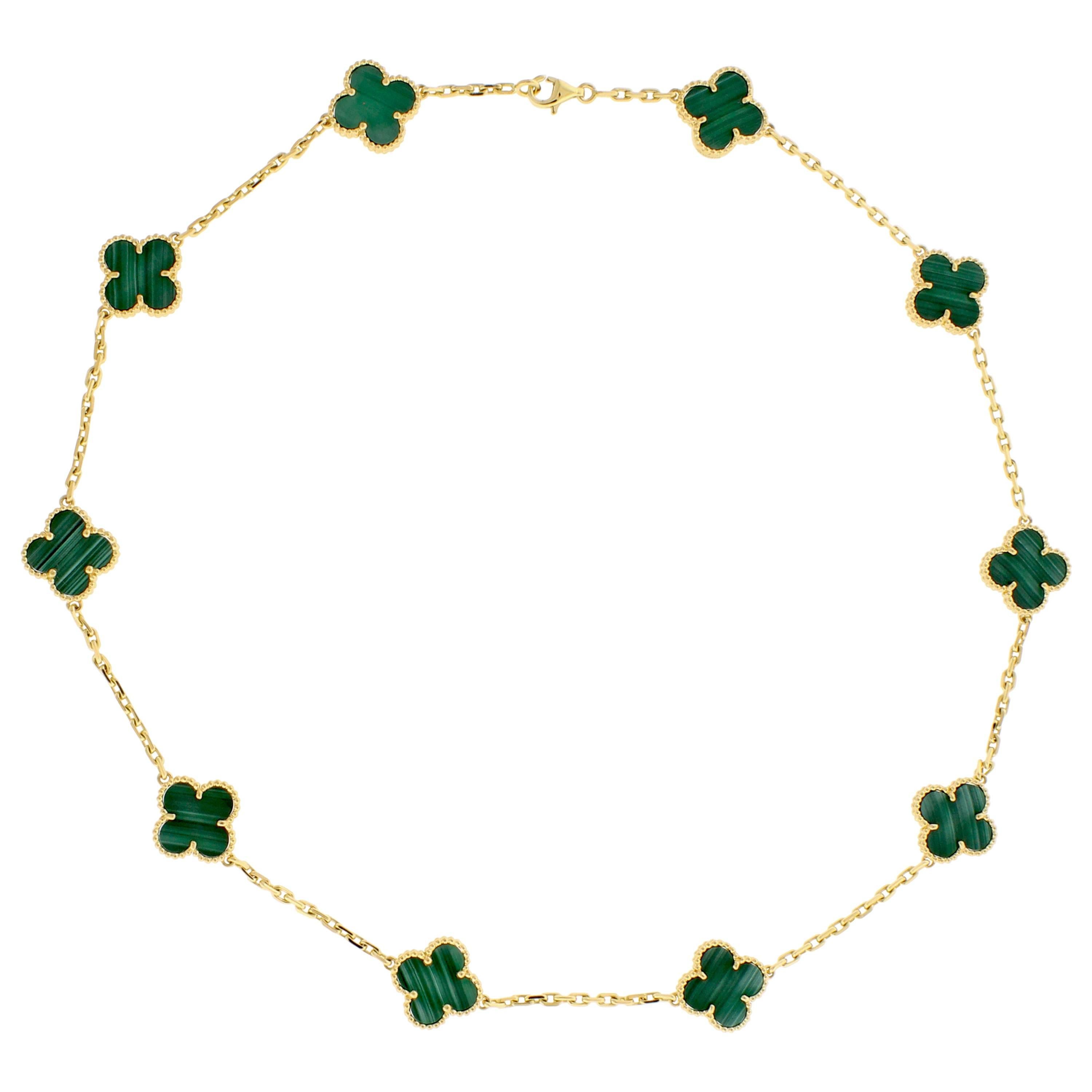 Van Cleef & Arpels Alhambra Malachite Necklace, 10 Motifs