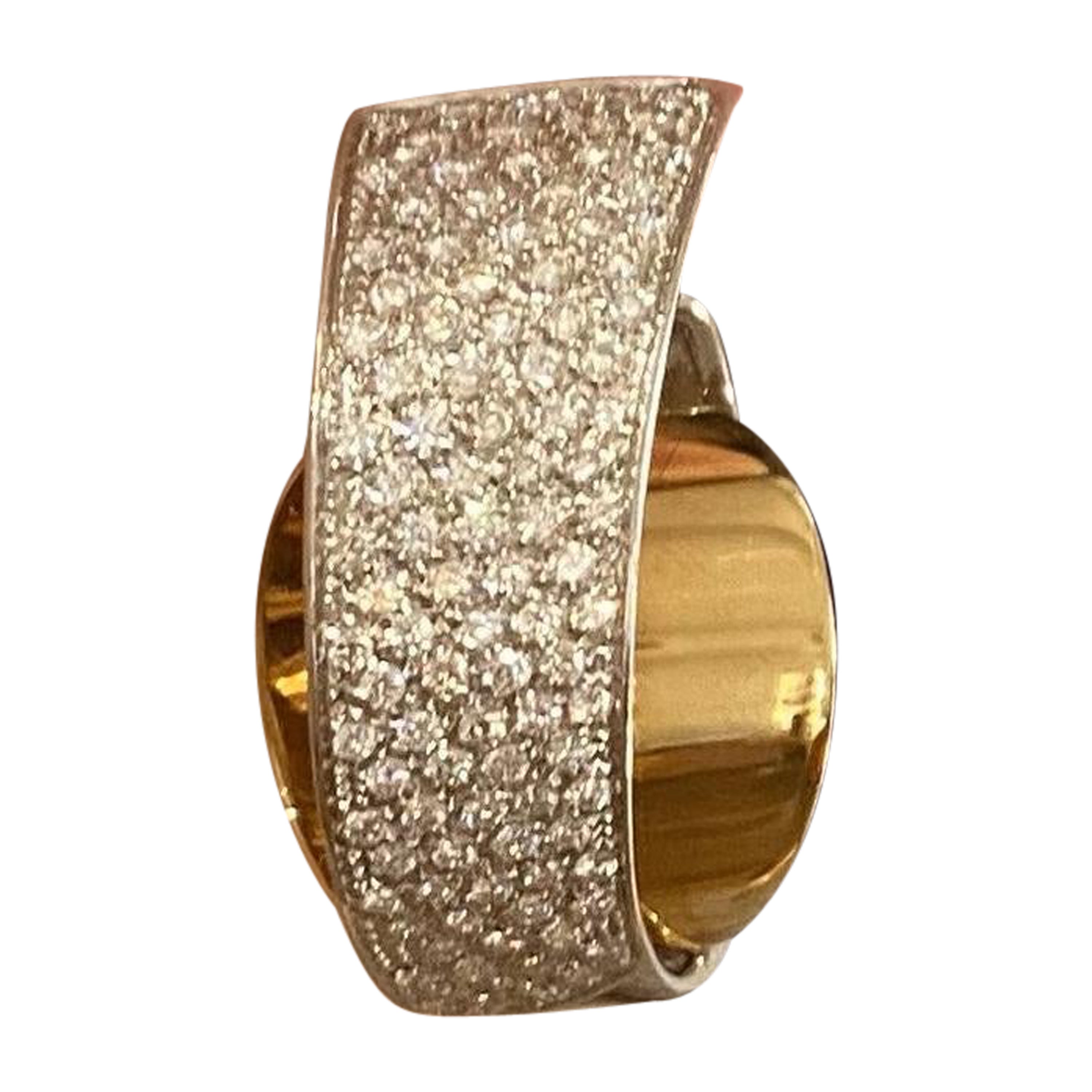 SCAVIA 4.20 Ct Diamanten Pavè Clip-on Ohrringe Set In 18K Weiß Gelbgold im Angebot
