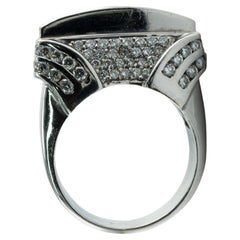 Diamond Ring 18K White Gold Band High Setting 2.56 TDW