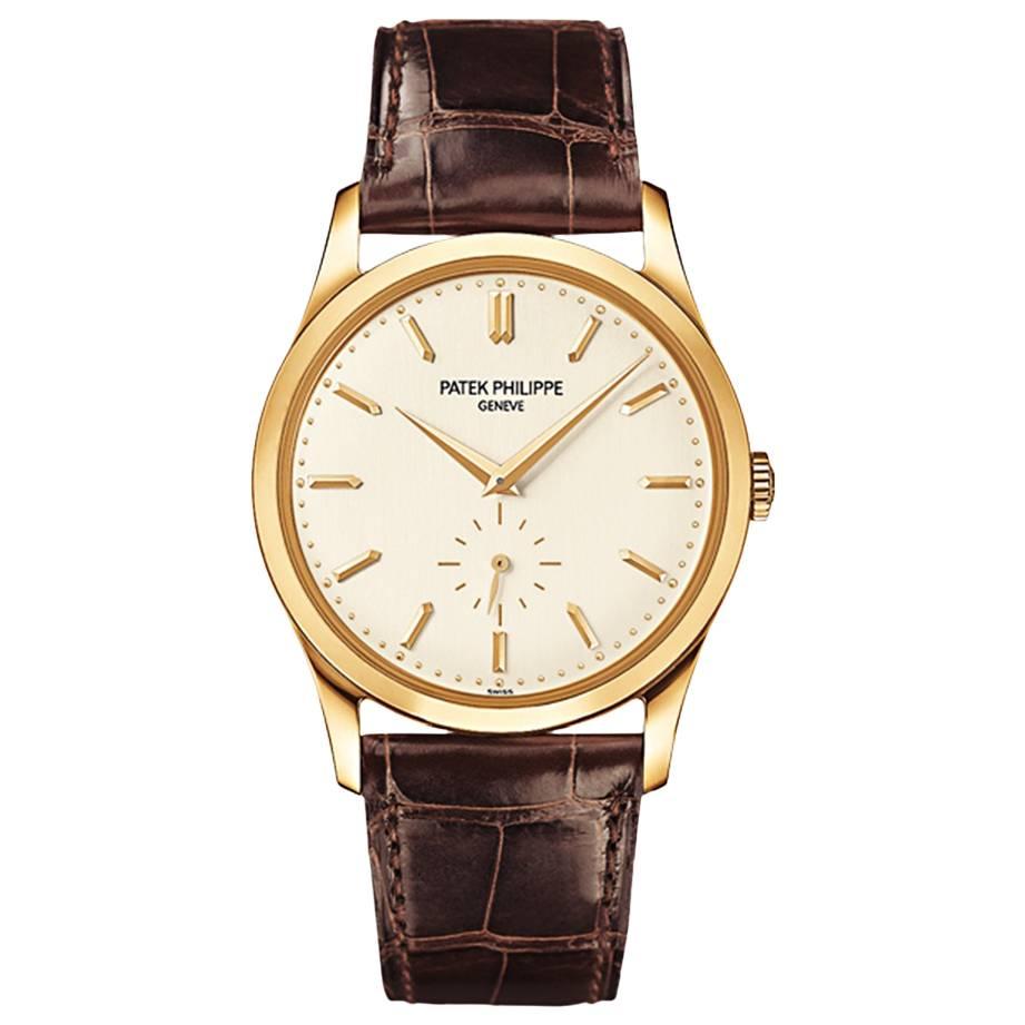 Patek Philippe yellow gold Calatrava Opaline-white dial Mechanical wristwatch 