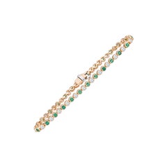 1.16ctw Natural Emerald & 1.32ctw Natural Diamond Yellow Gold Bracelet