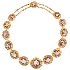 Antique English Georgian Regency Sardonyx Cameo Gold Necklace