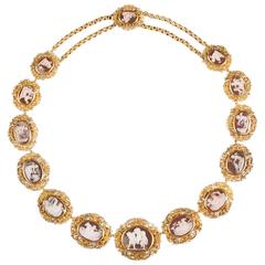 Antique English Georgian Regency Sardonyx Cameo Gold Necklace 3