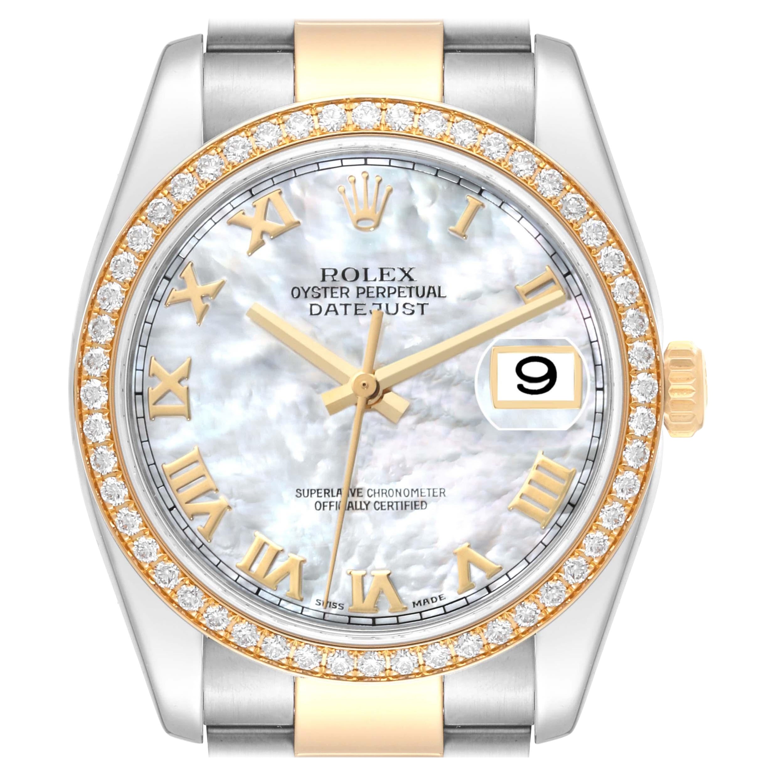 Rolex Datejust Stahl-Gelbgold-Perlmutt-Diamant-Herrenuhr 116243