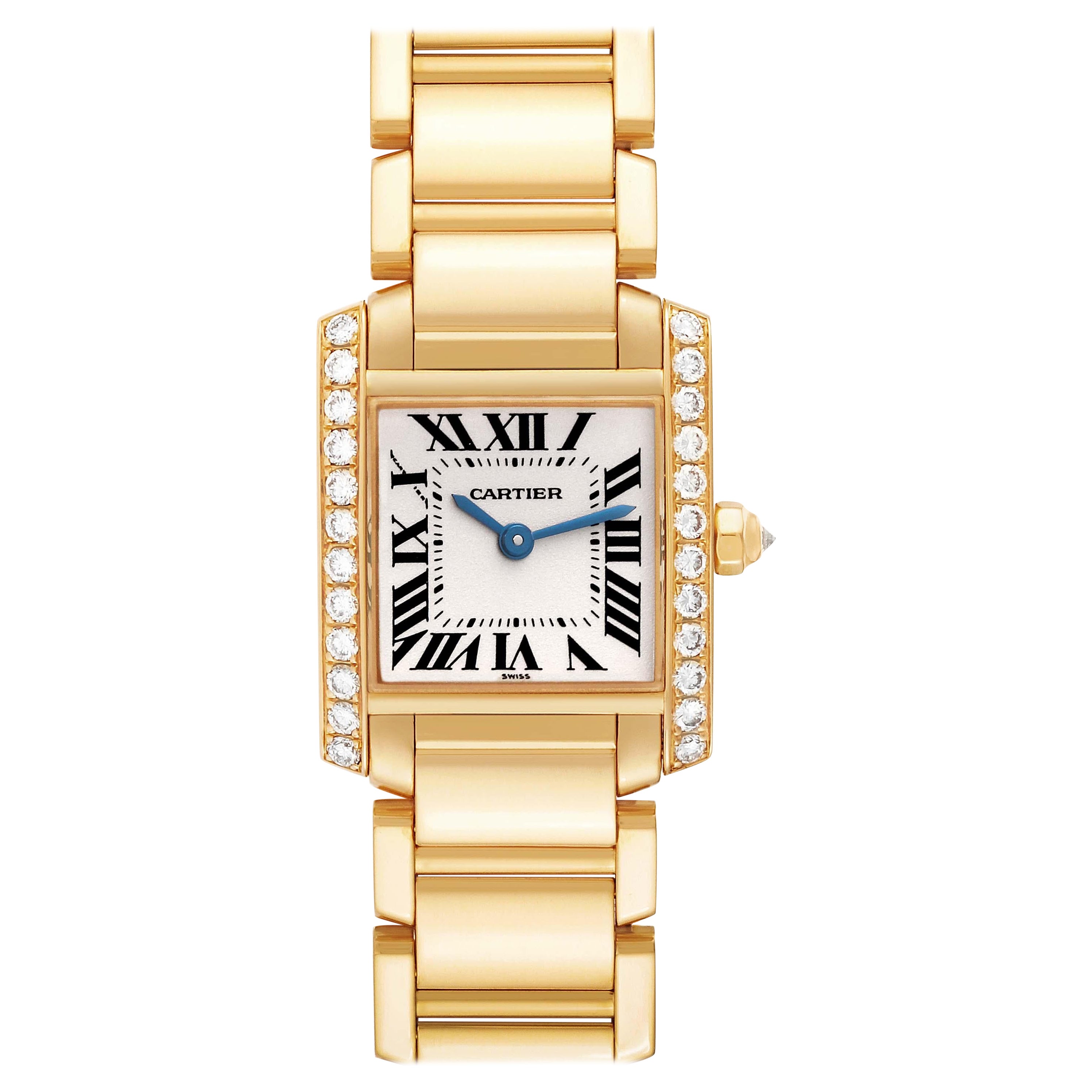Cartier Tank Francaise Yellow Gold Diamond Ladies Watch WE1001R8 For Sale