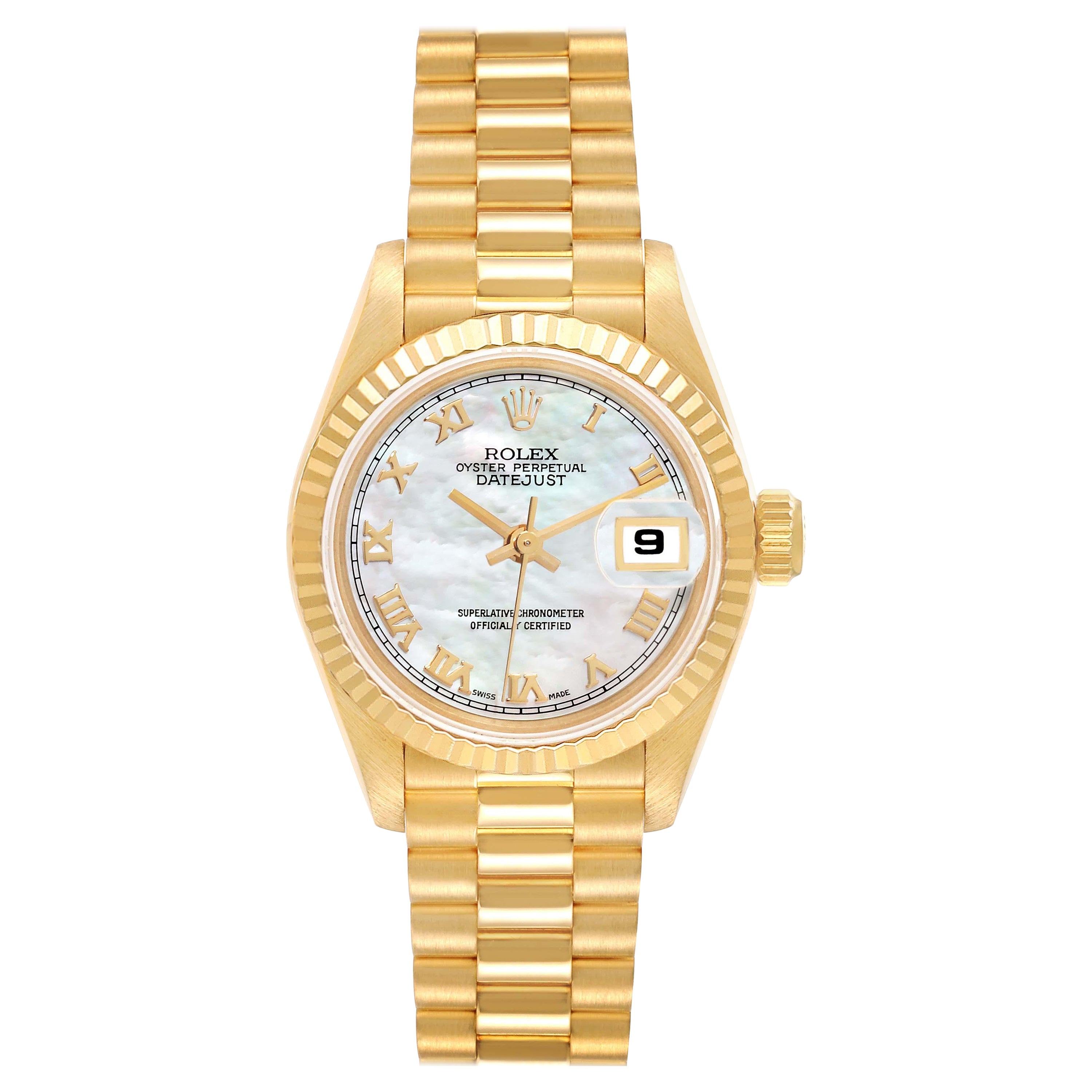 Rolex Datejust President Mother Of Pearl Dial Yellow Gold Ladies Watch 69178