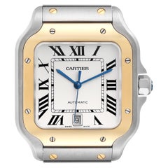 Cartier Santos Large Steel Yellow Gold Mens Watch W2SA0009 Unworn