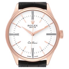 Rolex Cellini Time Montre pour hommes 50505 avec cadran blanc en or rose