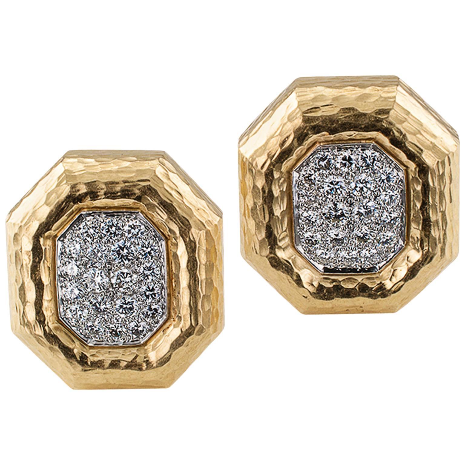 Andrew Clunn Octagonal Diamond Earrings