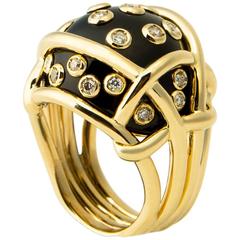 Verdura Black Jade Diamond Gold Polka Dot Ring