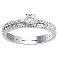 Used TJD 0.50 Carat Brilliant Cut Diamond 14 Karat White Gold Bridal Ring Set