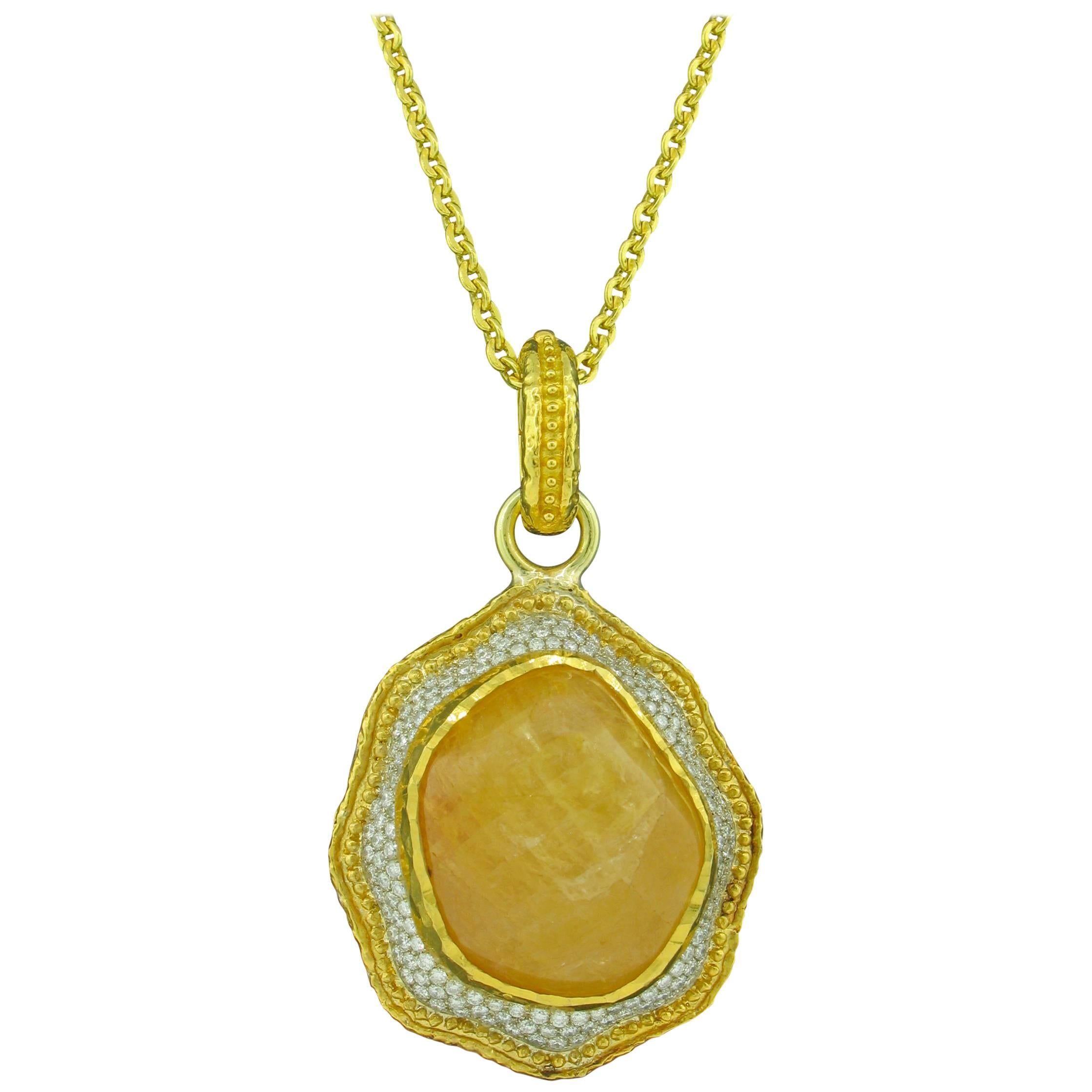 Victor Velyan Yellow Sapphire and Diamond Pendant at 1stDibs victor