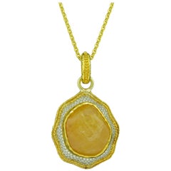 Victor Velyan Yellow Sapphire and Diamond Pendant