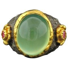Victor Velyan Prehnite and Pink Sapphire Ring