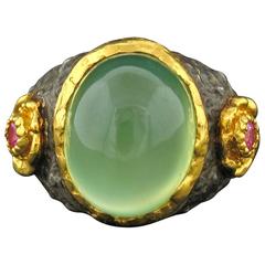 Victor Velyan Prehnite and Pink Sapphire Ring 9
