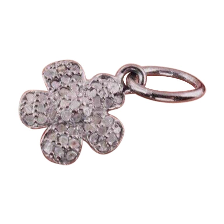 Pave diamond pendant 925 sterling silver flower shape pendant jewelery findings