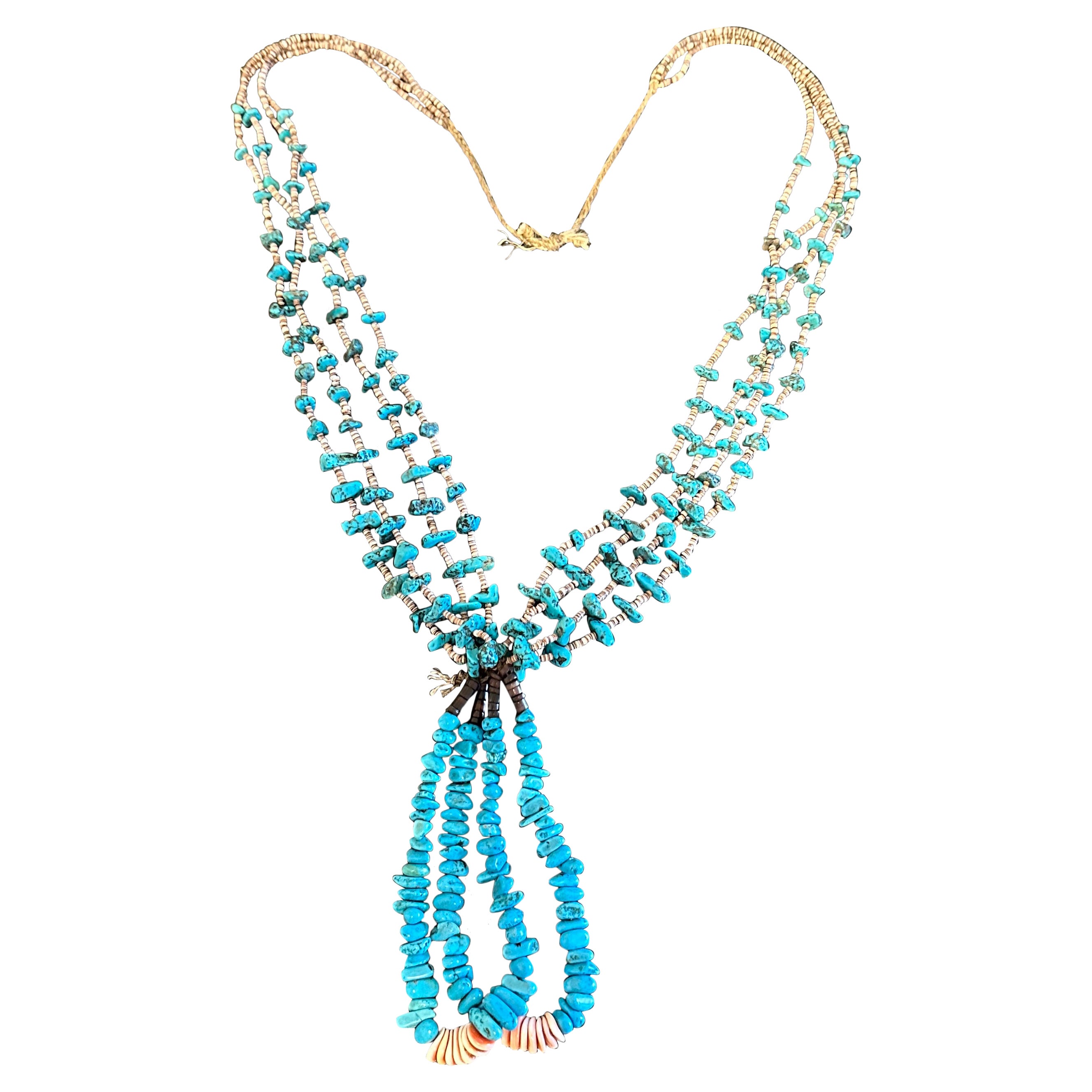 Antique Turquoise Necklace Native American Indian Santo Domingo Pueblo Heishi 