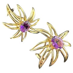 Tiffany & Co Fireworks Earrings Amethyst and 18k Yellow Gold 