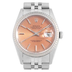 Authentique Rolex Datejust 16234, Silver Tapestry, Tropical T Series, Montre Homme