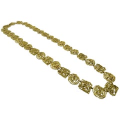 1970s Chaumet Paris Arcade  Large Abstract Motif Gold Necklace.