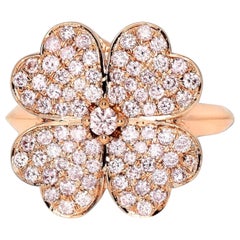 IGI 14K 0.98 ct Natural Pink Diamonds Lucky Clover Antique Design Ring