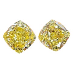 Emilio Jewelry Gia Certified 20.00 Carat Fancy Intense Diamond Earring 