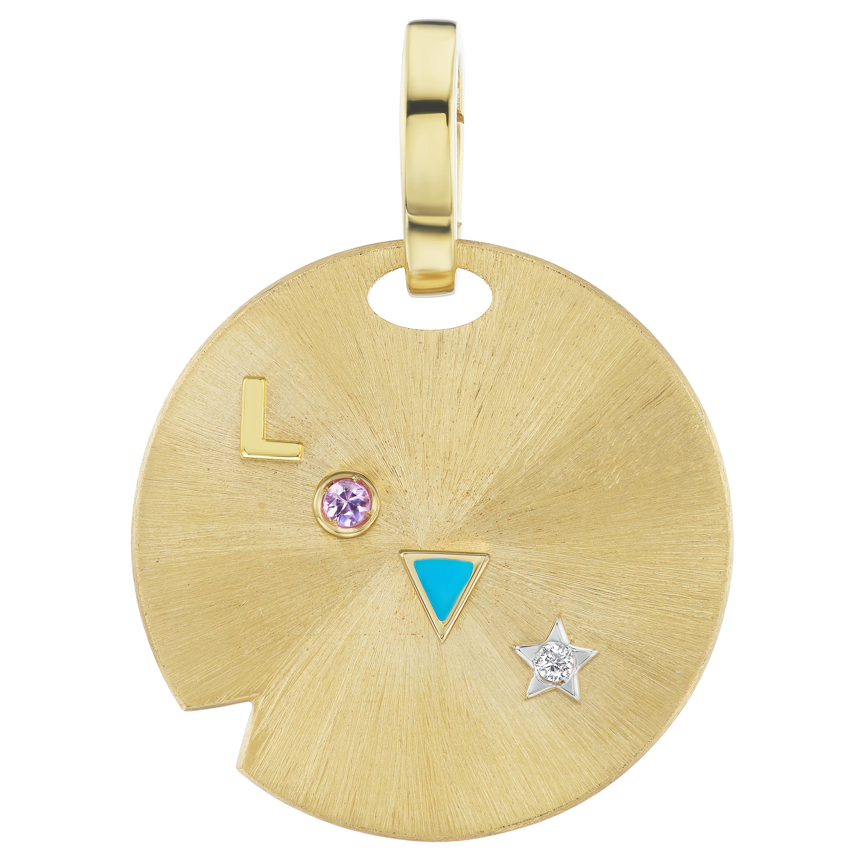 ORA TALISMAN LOVE CHARM 18kt yellow gold with sapphire and diamond For Sale
