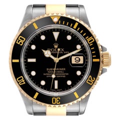 Rolex Submariner Steel Yellow Gold Black Dial Mens Watch 16613 Box Papers