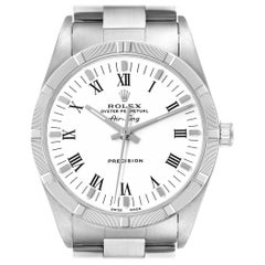 Rolex Air King 34mm White Roman Dial Steel Mens Watch 14010