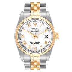 Rolex Datejust Midsize White Dial Steel Yellow Gold Ladies Watch 68273