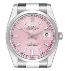 Rolex Datejust 36 Pink Baton Dial Steel Mens Watch 116200