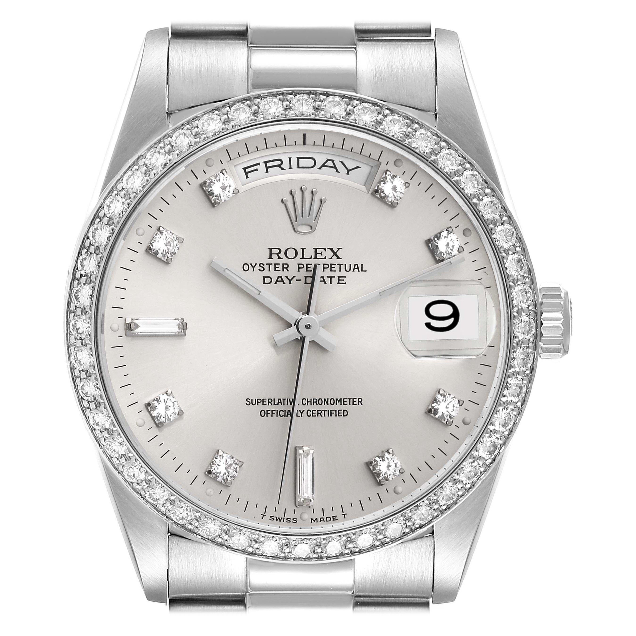 Rolex President Day-Date Platinum Diamond Mens Watch 18346