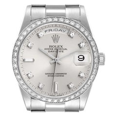 Used Rolex President Day-Date Platinum Diamond Mens Watch 18346