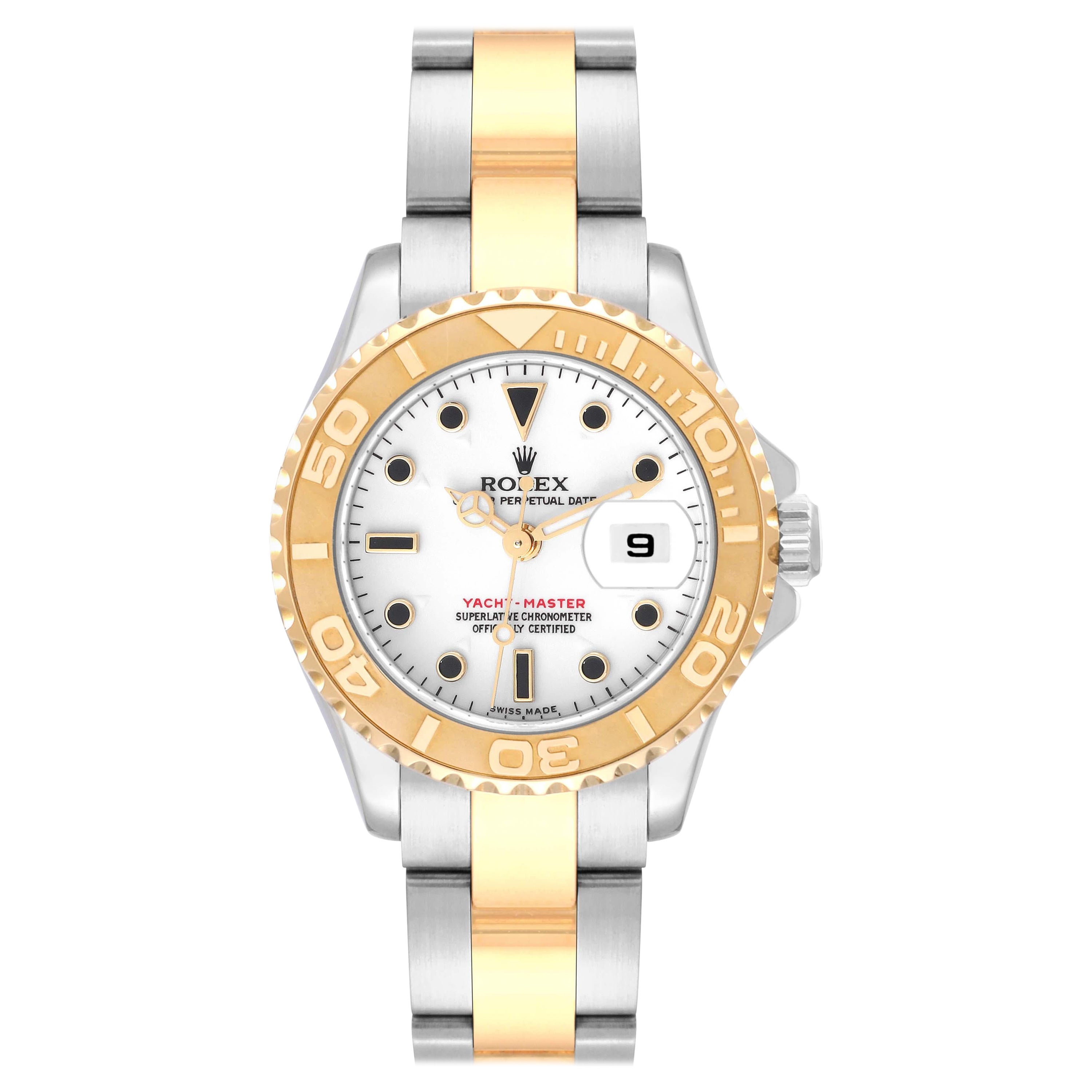 Rolex Yachtmaster 29 White Dial Steel Yellow Gold Ladies Watch 169623 Box Papers
