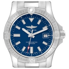 Breitling Avenger Blue Dial Stainless Steel Mens Watch A17318 Box Card