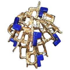 Kutchinsky Broche pendentif en or avec lapis et diamants