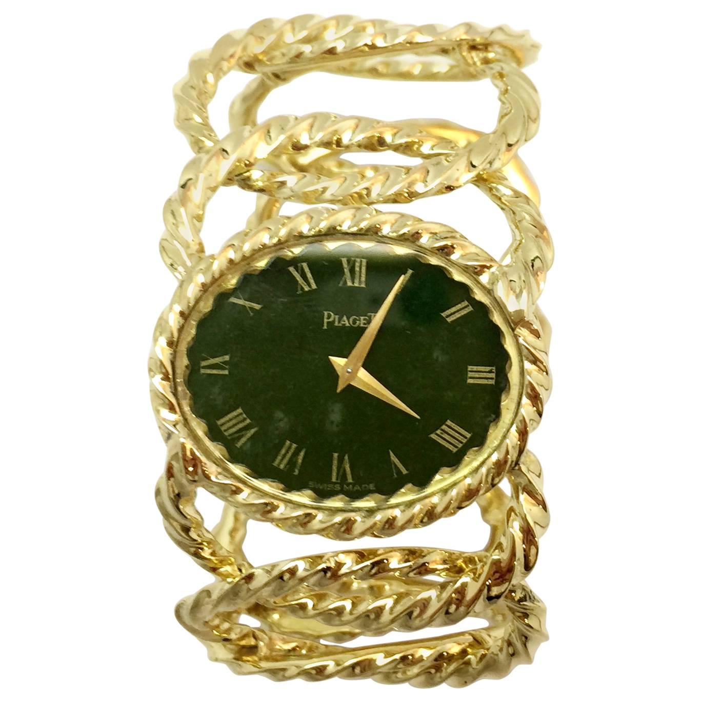 Piaget  Yellow gold nephrite dial 1970's wristwatch