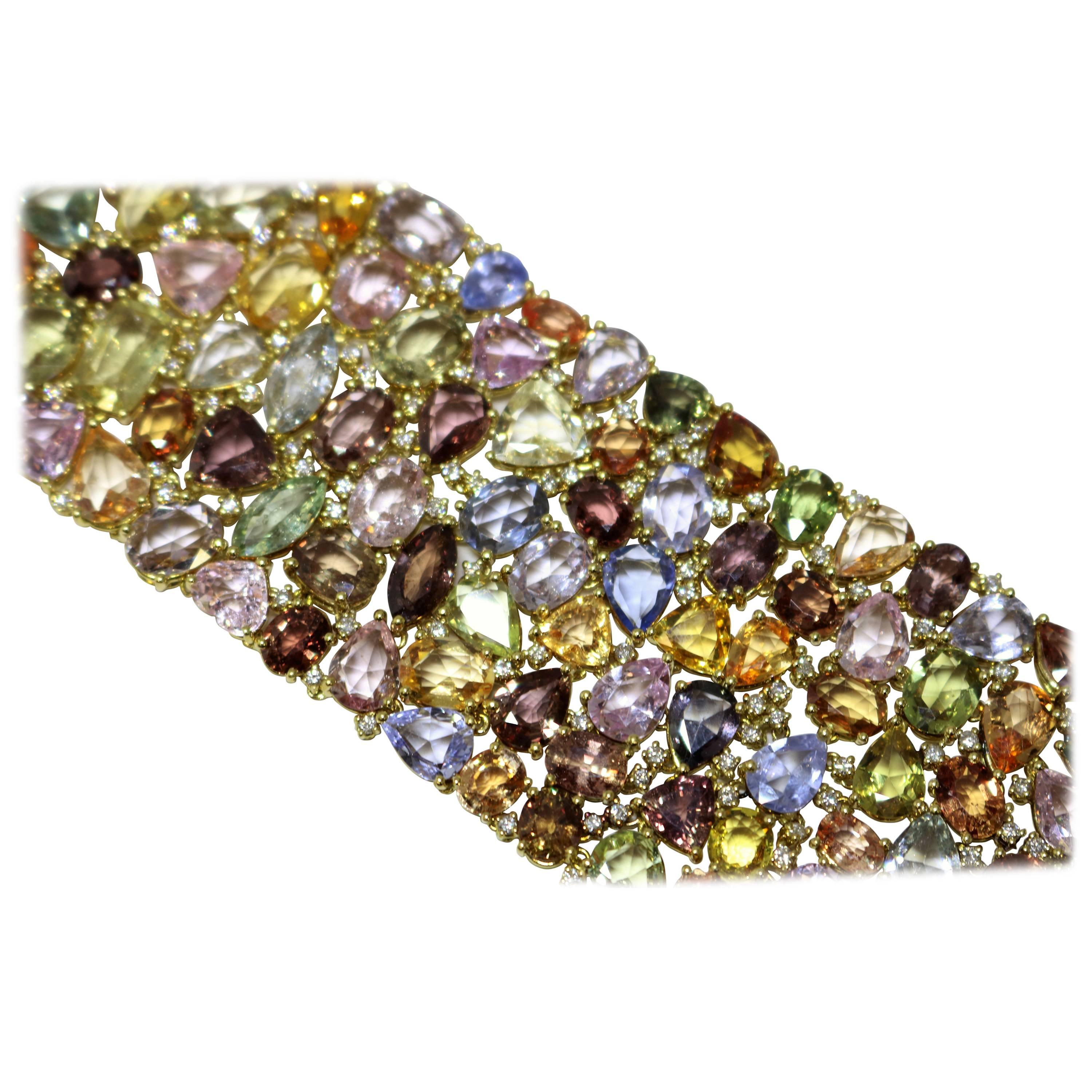 Multicolored Sapphire Bracelet For Sale