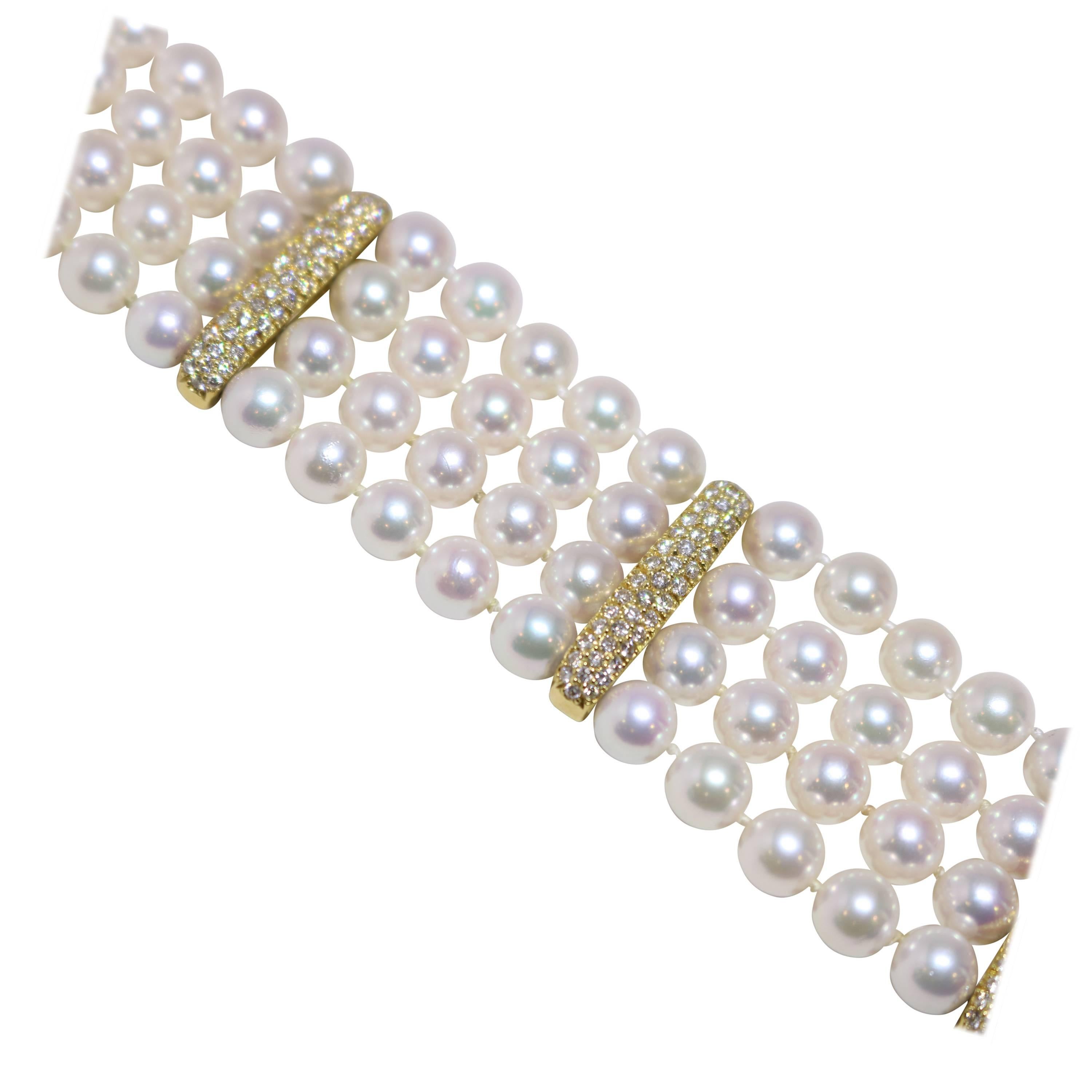 Japanese Cultured Akoya Pearl Bracelet For Sale