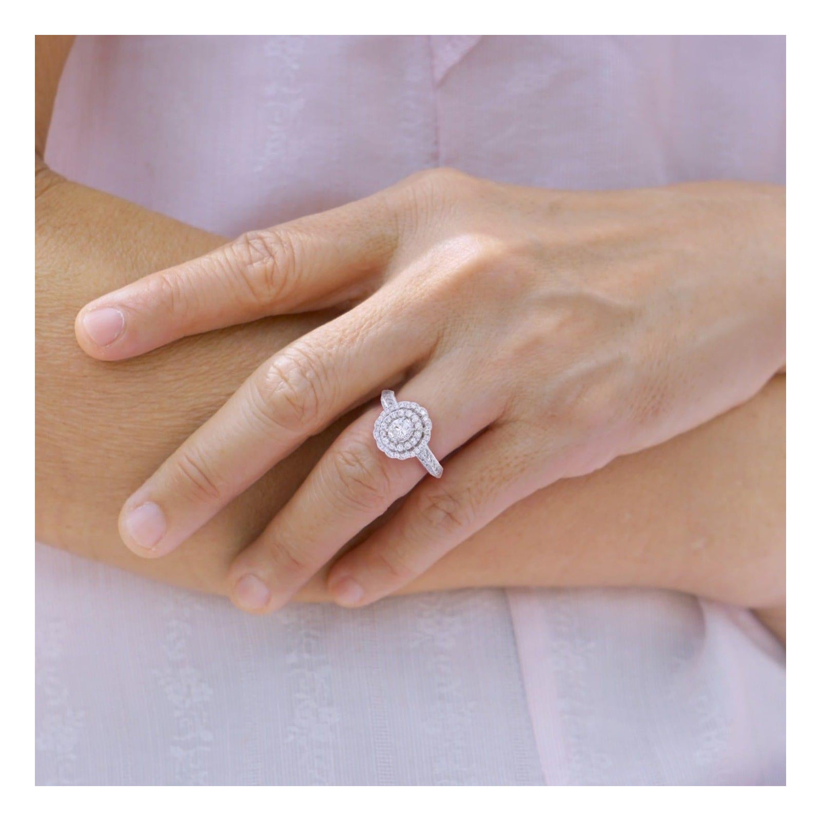 White oval shape ring