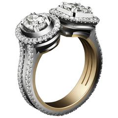Alexandra Mor Two-Stone Princess-Cut and Oval-Cut Diamond Ring
