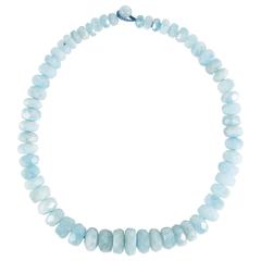 Frosty Aquamarine Graduated Rondel Choker Necklace 9